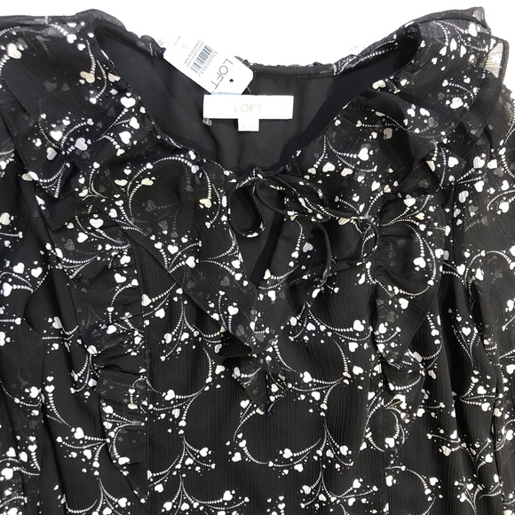 Loft Heart Ruffle Tie Neck Blouse - Picture 8 of 12